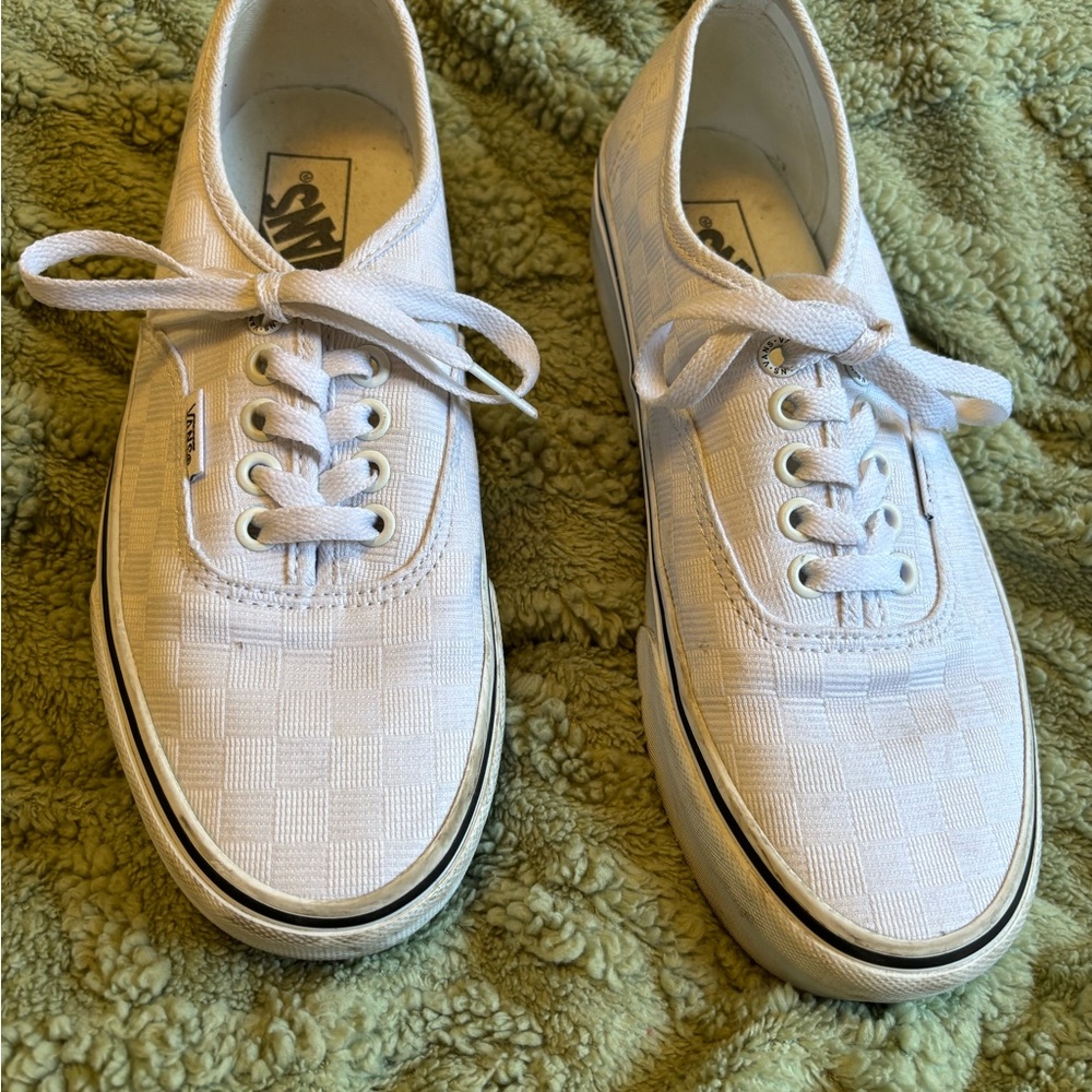 Vans White Checkered Sneakers